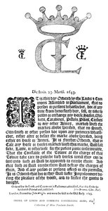 Order of Lords and Commons Concerning Arms by Unbekannt