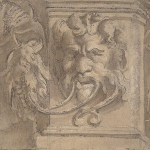Ornamental Design with Antique-style Mask, 1550-1600 by Unbekannt