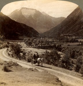 Over fertile fields of Vide Valley, near Skaare, to Mr. Skaalas icy heights 6360 ft. Norway, 19