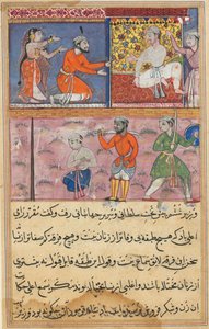 Page from Tales of a Parrot Tuti-nama: Eighth Night: The Prince Sent Back to the Place..., c1560 by Unbekannt