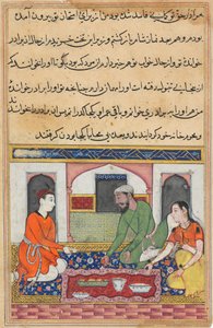 Page from Tales of a Parrot Tuti-nama: Fortieth night: Shahr-Arai and her husband, c. 1560