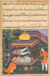 Page from Tales of a Parrot Tuti-nama: Thirty-sixth night: Mahrusa kills herself