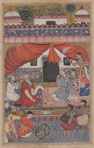 Page from Tales of a Parrot Tuti-nama: Thirty-third Night: Preparation for the Marriage