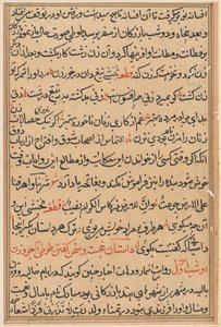 Page from Tales of a Parrot Tuti-nama: text page, c. 1560 by Unbekannt