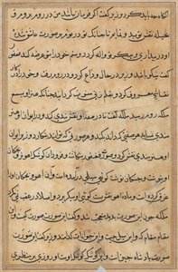 Page from Tales of a Parrot Tuti-nama: text page, c. 1560