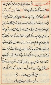 Page from Tales of a Parrot Tuti-nama: Text Page, c. 1560
