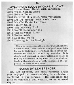 Page from the First Columbian Gramophone Catalogue by Unbekannt
