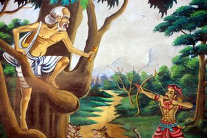 Painting depicting the life story of Shakyamuni Buddha, Wat Naxai, Vientiane, Laos