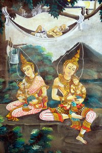 Painting depicting the life story of Shakyamuni Buddha, Wat Naxai, Vientiane, Laos