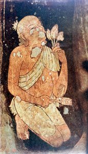 Painting of a Buddhist Monk from the Ajanta Cave Temples, India, 5th-6th Century by Unbekannt