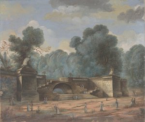 Park Landscape with Strolling Figures, 19th century