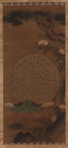 Peacock, peonies and pine, Edo period by Unbekannt