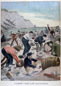 People salvaging items from a shipwreck on the Isle of Wright