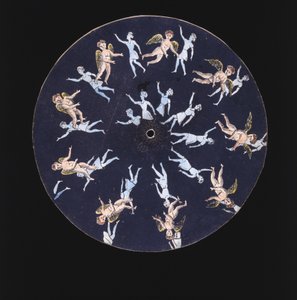 Phenakistiscope disc showing a cupid and two girls, c 1830 by Unbekannt