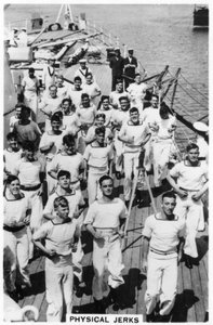 Physical jerks, exercise on board HMS Devonshire