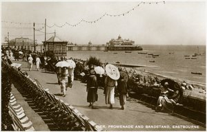 Pier, promenade and bandstand, Eastbourne, Sussex