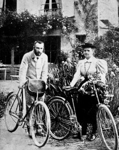 Pierre and Marie Curie, French Physicists, Preparing to Go Cycling