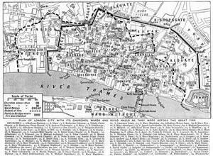 Plan of the City of London Showing Churches, Wards and Guild Halls by Unbekannt