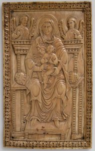 Plaque with Enthroned Virgin and Child by Unbekannt