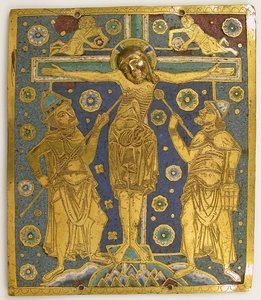 Plaque with the Crucifixion between Longinus and Stephaton and Personifications..., German, c1200 by Unbekannt