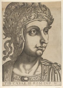 Tiberius turned to the right, from 