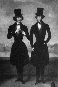 Portrait of Alexander Pushkin and Nikolai Gogol by Unbekannt