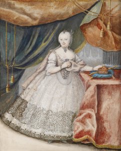 Portrait of Empress Maria Theresia of Austria in Lace Long Gown