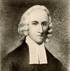 Portrait of Jonathan Edwards, in plain coat and bands of Presbyterian minister, c1750 by Unbekannt