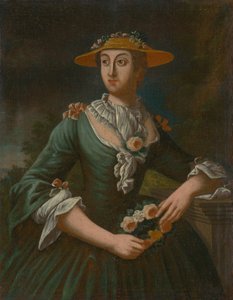 Portrait of a Woman in a Hat with Flowers by Unbekannt