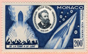 Postage Stamp Issued in Monaco to Celebrate the Fiftieth Anniversary of the Death of Writer Jules Verne