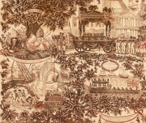 Printed Linen Panel Depicting the Funeral Procession of Lord Viscount Nelson by Unbekannt