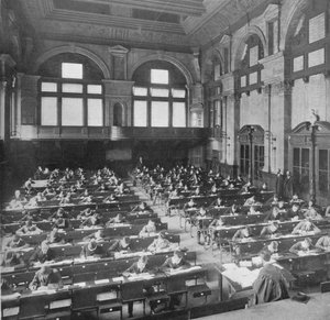 Pupils sitting an examination at the City of London School