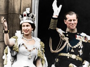 Queen Elizabeth II and the Duke of Edinburgh on Their Coronation Day, Buckingham Palace