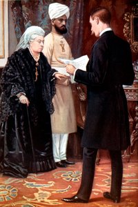 Queen Victoria listening to a dispatch from the front line during the Boer War, 1899-1901 by Unbekannt