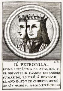 Raimond Berenger IV of Barcelona and Petronilla Queen of Aragon, Engraving by Unbekannt