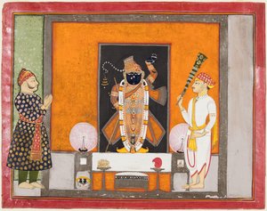 Raja Ram Singh worships Krishna as Brij Nathji the bridegroom