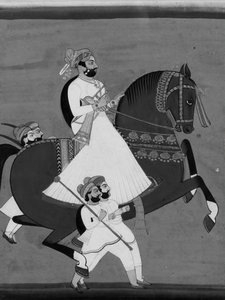 Raja on Horseback Accompanied by His Favorite Attendants, late 19th-early 20th century by Unbekannt