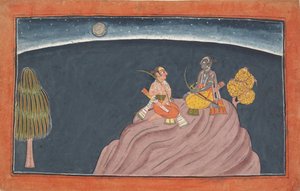 Rama and Lakshmana on Mount Pavarasana: Folio from the Shangri Ramayana series, c1690-1710 by Unbekannt