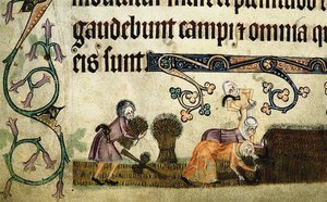 Reaping and Binding Sheaves from the Luttrell Psalter by Unbekannt