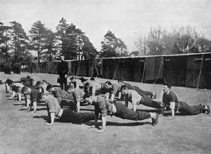 Recruits to the Grenadier Guards at Physical Drill at Caterham