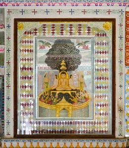 Richly Decorated Religious Artwork in a Room in 19th Century Patwon ki Haveli Mansion, Jaisalmer, Rajasthan, India (photo) by Unbekannt
