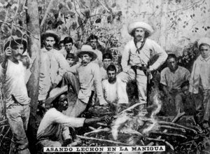 Roasting Pig in the Jungle, Cuba, c1910