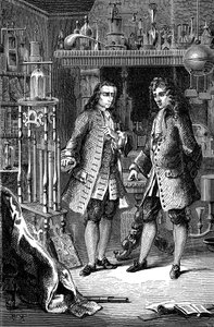 Robert Boyle, Anglo-Irish chemist and physicist and Denis Papin, French physicist, 1870 by Unbekannt