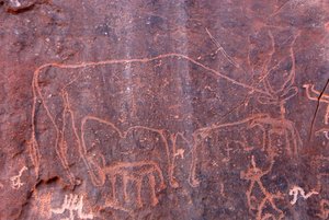 Rock paintings at Inchalt, Ghat, Libya by Unbekannt