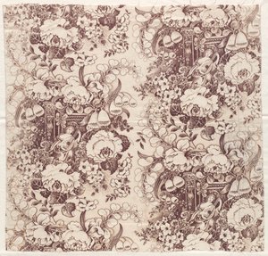 Roller-Printed Cotton with Design of Woman Playing a Lute, early 1800s