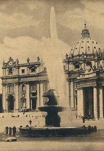 Roma - St. Peters Square. Fountain and facade by Carlo Maderno. Cupola by Michelangelo