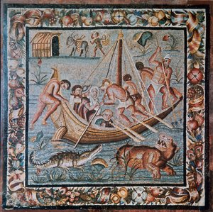 Roman mosaic of a ferry-boat
