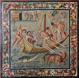 Roman Wall Mosaic of a Ferry-Boat, 1st Century