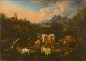 Romantic Landscape with Flock by Unbekannt