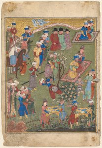 Royal Feast in a Garden recto from the double-page frontispiece of a Shahnama by Unbekannt
